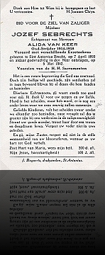 doodsprentje Jozef Sebrechts